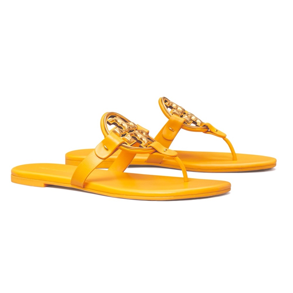 NEW! Tory Burch Metal Miller Peachy/Gold Sandals size 7